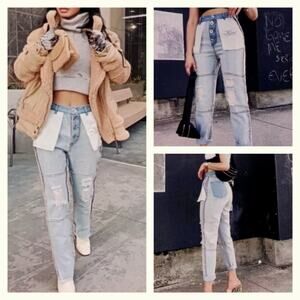 Maniere De Voir Y2K Eccentric/Inside Out Jeans NWT Size 8 Waist 27      J1613